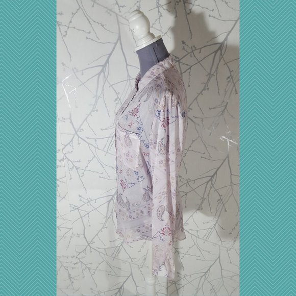 Anthropologie Cloth & Stone Blush Pink Paisley Print Sheer Tavari Shirt Fairy - Picture 3 of 5